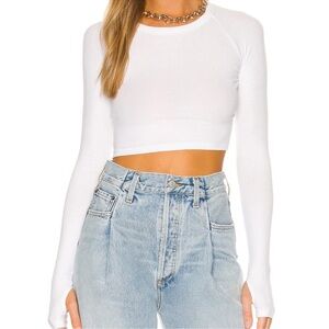 NWT ALIX NYC Carson White Long Sleeve Crop Top Tee Medium Minimalist Chic